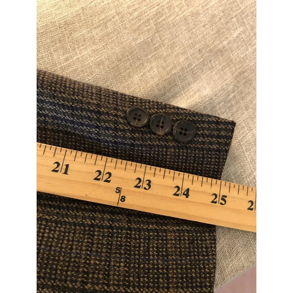 Joseph & Feiss International Sport Coat Mens 46 Regular Brown Gray Wool Plaid